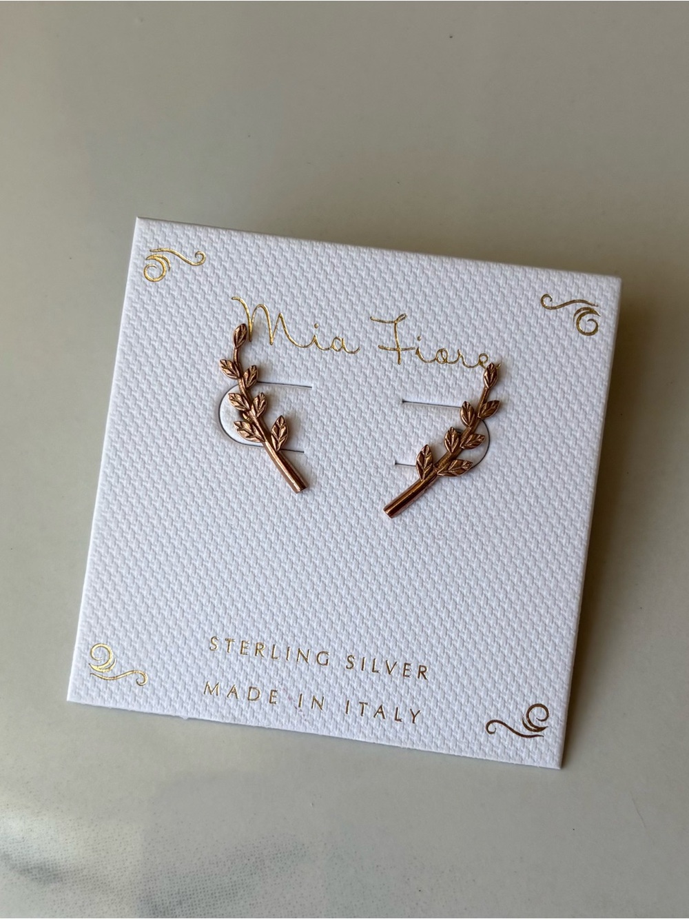 Mia Fiore Rose Gold Olive Branch Stud Earrings